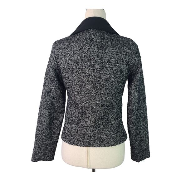 Gap Black White Gray Lined Zip Up Wool Blend Jack Coat BlazerSize XS - Picture 2 of 4